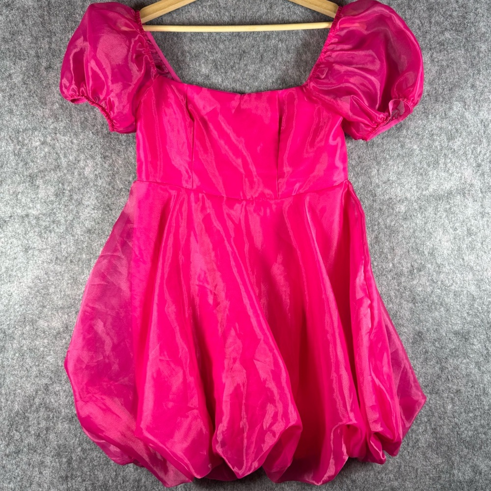 Pink Puff Sleeve Bubble Dress Womens M